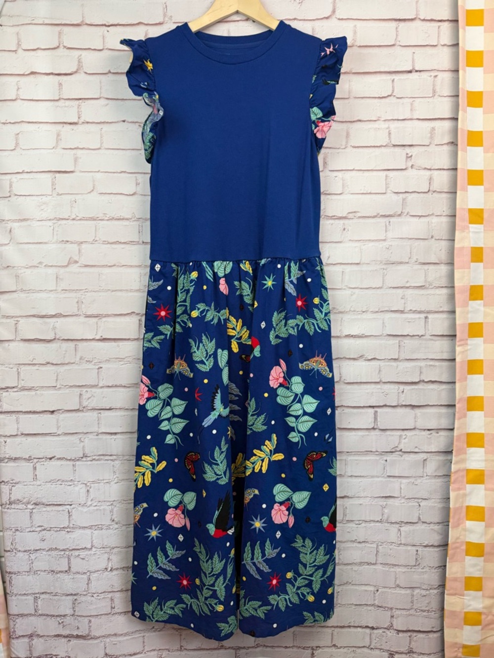 Target Blue Sleeveless Jumpsuit with Floral & Tropical Print